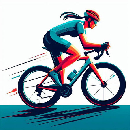 Cyclist riding on a road bike. Sport vector illustration.のイラスト素材