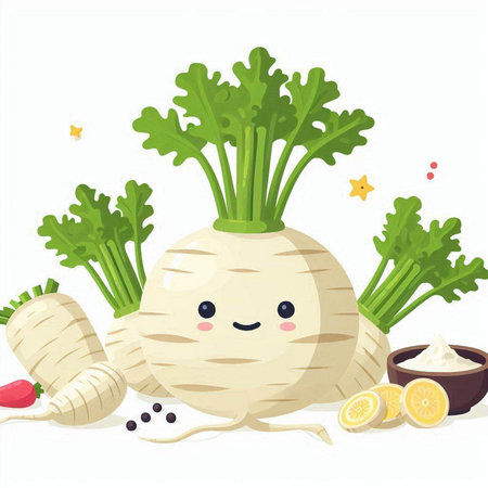 Cute kawaii celery and ingredients. Vector illustration.のイラスト素材