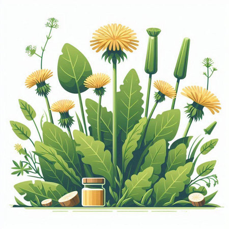 Vector illustration of medicinal herbs. Dandelion, dandelion, dandelion.のイラスト素材