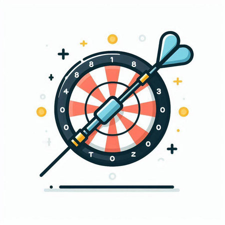Dartboard with arrow flat line icon, vector illustration, eps 10.のイラスト素材