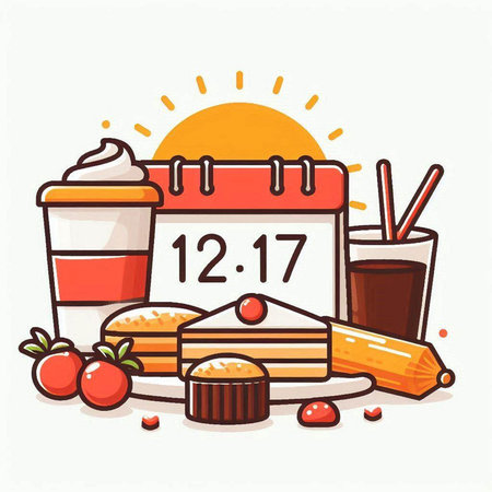 Vector illustration of a set of food and drinks in the flat styleのイラスト素材