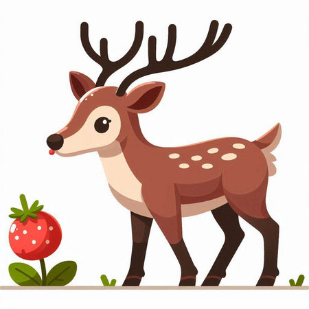 Cute reindeer isolated on white background. Vector illustration.のイラスト素材