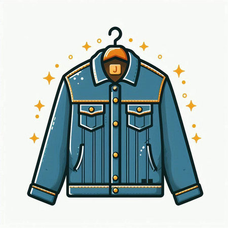 Vector illustration of a men's jacket in retro style on a white backgroundのイラスト素材
