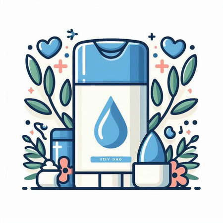Hygiene flat line icon. Vector illustration of shampoo, shower gel, hair conditioner, lotion, soap.のイラスト素材