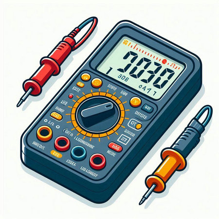 Electronic multimeter isolated on a white background. Vector illustration.のイラスト素材
