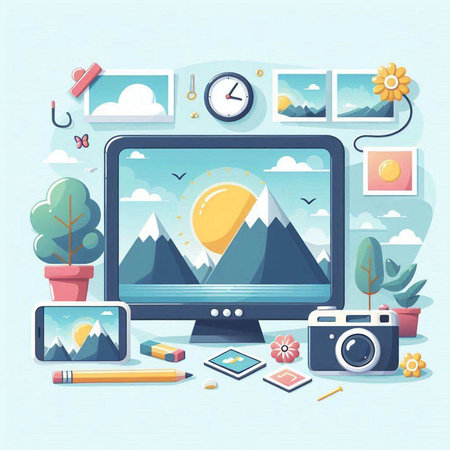 Modern flat design vector illustration concept of online education, e-learning.のイラスト素材