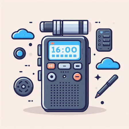 Retro radio, vector illustration in flat design. Radio set.のイラスト素材