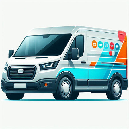 Vector illustration of a delivery van on a white background. Eps10のイラスト素材