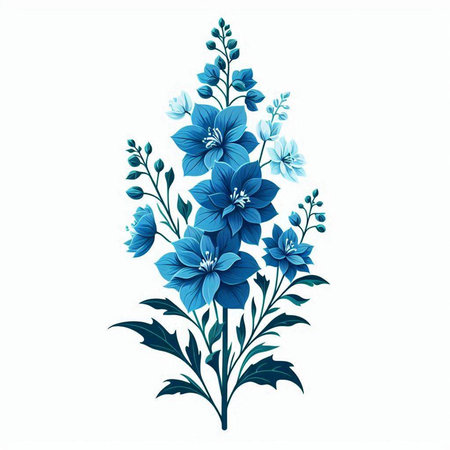 Blue flower bouquet isolated on a white background. Vector illustration.のイラスト素材