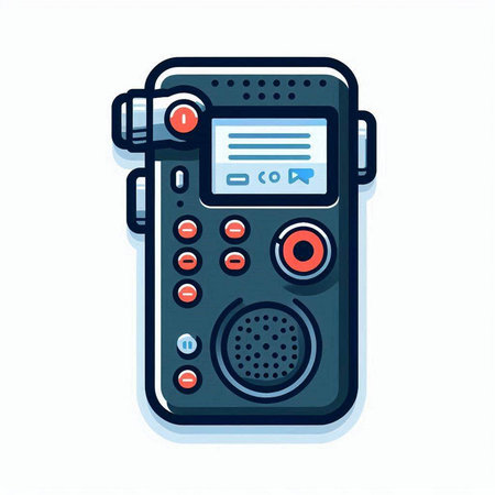 Retro music player. Vector illustration in doodle style.のイラスト素材