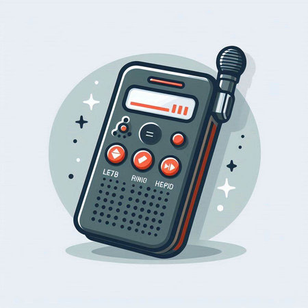 Retro radio with microphone in flat design style. Vector illustration.のイラスト素材