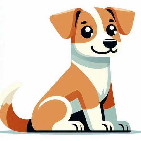 Cute cartoon dog sitting on a white background. Vector illustration.のイラスト素材