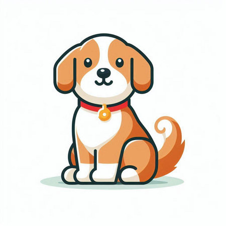 Cute cartoon dog sitting on white background. Vector illustration for your designのイラスト素材