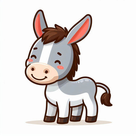 Cute cartoon donkey isolated on a white background. Vector illustration.のイラスト素材