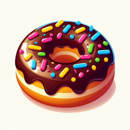Donut with chocolate glaze on a white background. Vector illustration.のイラスト素材