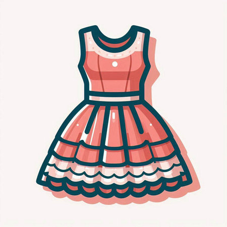Cute girl dress. Vector illustration in doodle style.のイラスト素材