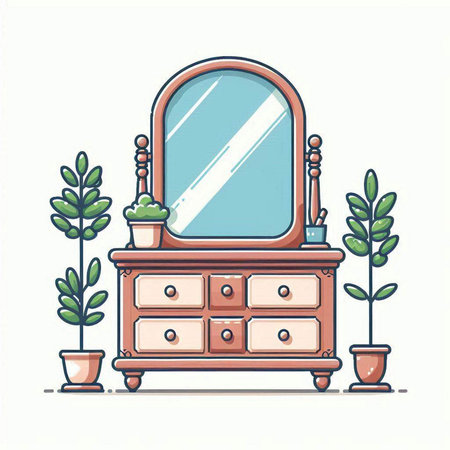 Furniture vector illustration. Hand drawn doodle style.のイラスト素材