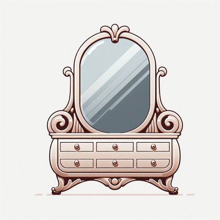 Vintage mirror on a white background. Vector illustration. Eps 10.のイラスト素材