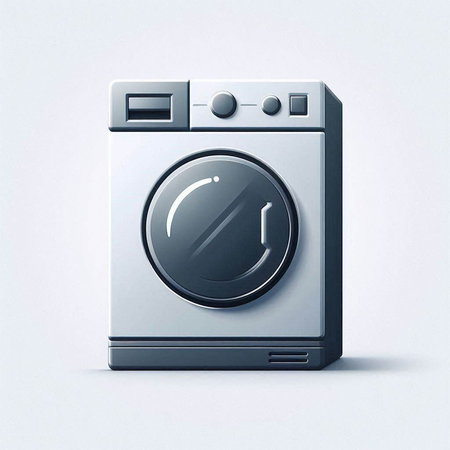 Washing machine icon on a white background. 3d illustration.のイラスト素材