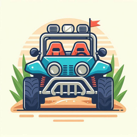 Illustration of an off-road vehicle. Flat style vector illustration.のイラスト素材