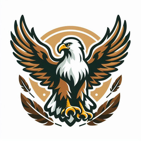 Eagle with wings and laurel wreath. Vector illustration.のイラスト素材