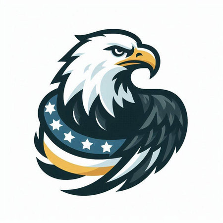 Eagle head with usa flag on white background. Vector illustration.のイラスト素材