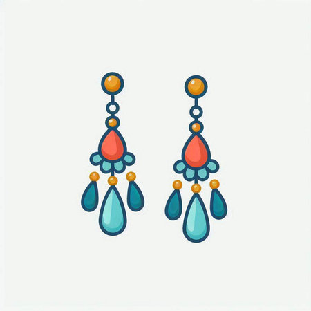 Hand drawn earrings. Vector illustration in doodle style.のイラスト素材