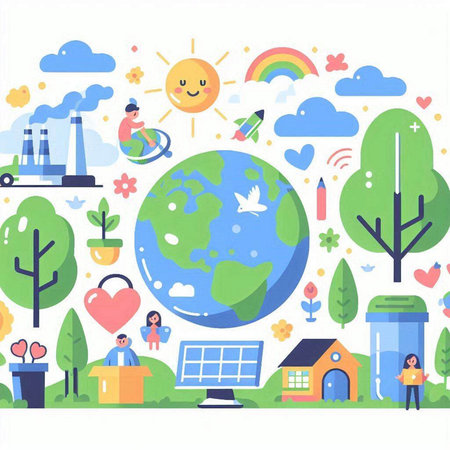 Ecology concept. Save the planet. Vector illustration in flat styleのイラスト素材