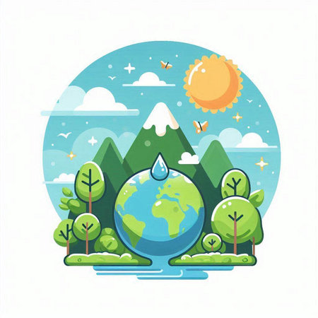 Ecology concept. World environment day. Vector illustration. Flat design.のイラスト素材