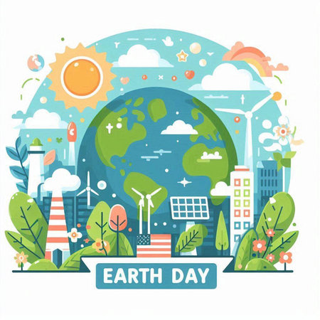 Earth Day. Vector flat illustration. World environment day concept design.のイラスト素材