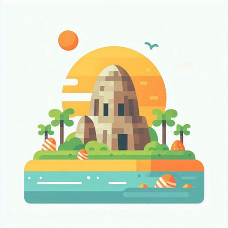 Cambodia ancient city, vector illustration. Flat design style.のイラスト素材