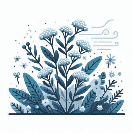 Vector illustration of a floral background with flowers and leaves. Flat style.のイラスト素材