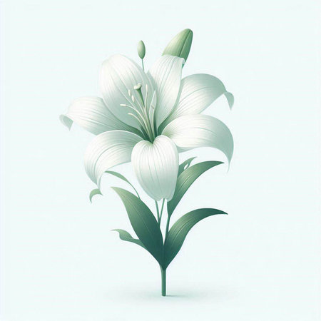 White lily on blue background. Vector illustration for your design.のイラスト素材