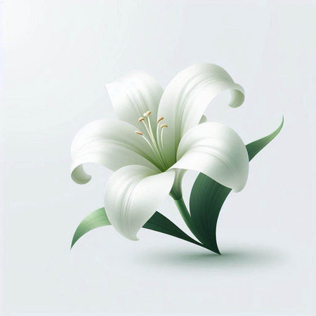 White lily on a white background. Vector illustration for your designのイラスト素材