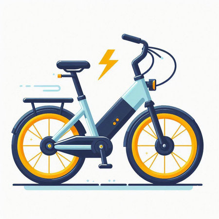 Electric bike. Vector illustration in flat style on a white background.のイラスト素材