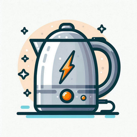Electric kettle icon in flat style. Vector illustration of kitchen appliances.のイラスト素材