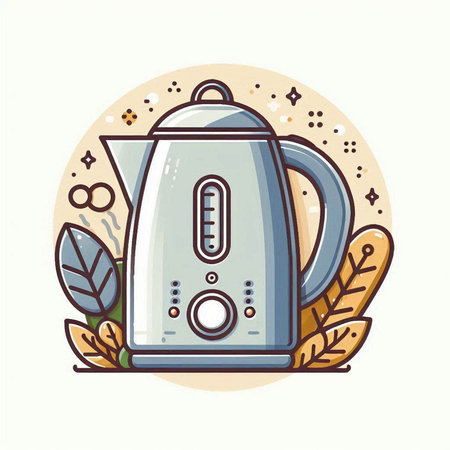 Kitchen electric kettle. Vector illustration in doodle style.のイラスト素材