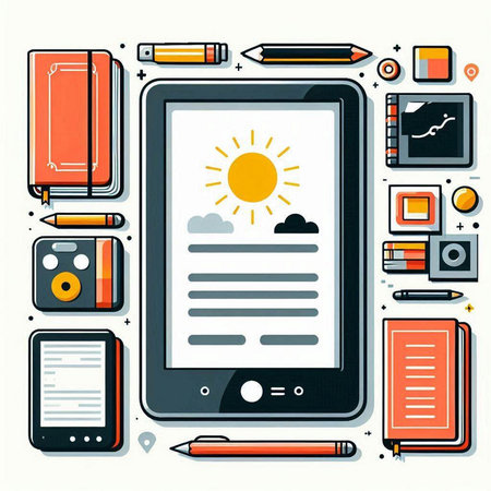 Flat design modern vector illustration concept of digital technology, social media and communication.のイラスト素材