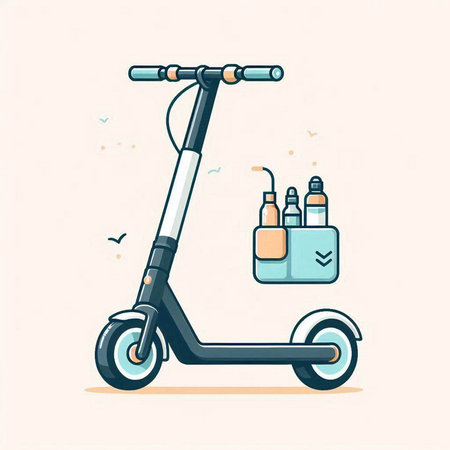 Vector illustration of a scooter with bottles of wine in it.のイラスト素材