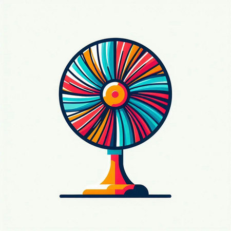 Vintage spinning fan. Vector illustration in flat style. Isolated on white background.のイラスト素材