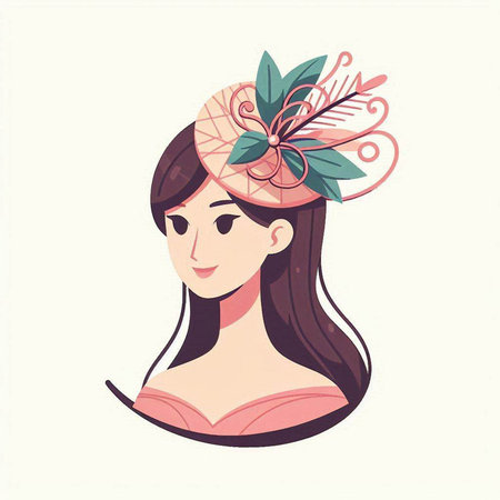 Beautiful girl with flowers in her hair. Vector illustration on white background.のイラスト素材
