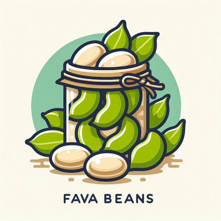 Fava beans and soybeans in a jar. Vector illustration.のイラスト素材