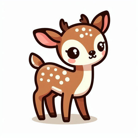 Cute little deer cartoon vector illustration isolated on a white background.のイラスト素材
