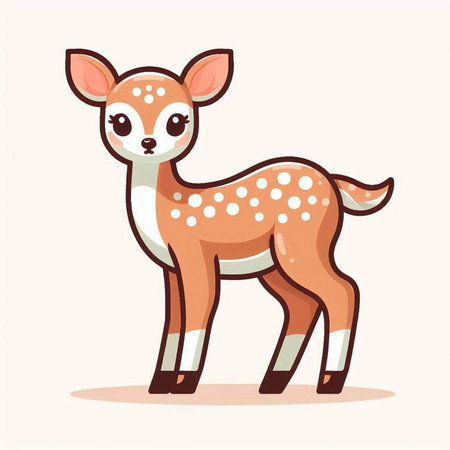 Cute cartoon deer. Vector illustration of a cute fawn.のイラスト素材