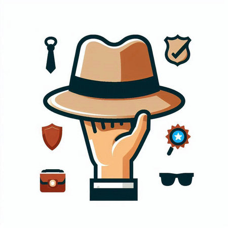 Hipster man hand with hat and sunglasses. Vector illustration.のイラスト素材