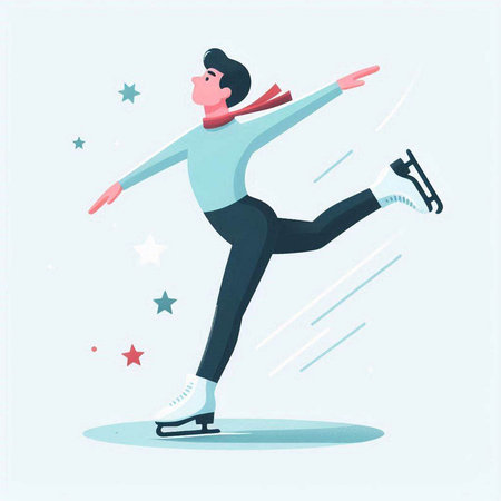 Figure skating sport vector illustration. Young man figure skating on ice.のイラスト素材