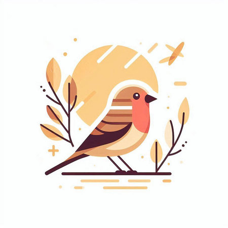 Vector illustration of a bird on a background of nature. Flat style.のイラスト素材