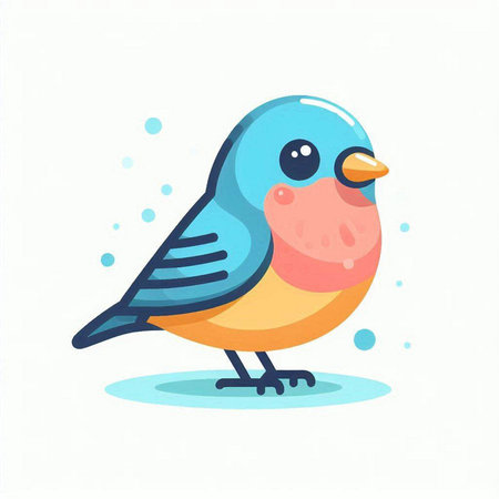 Cute cartoon bird. Vector illustration in a flat style on a white background.のイラスト素材