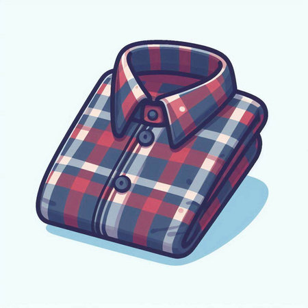 Illustration of a folded checkered shirt on a light backgroundのイラスト素材