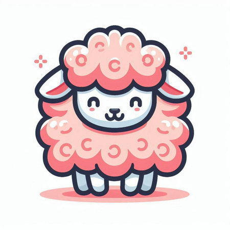 Cute sheep cartoon character. Vector illustration isolated on white background.のイラスト素材